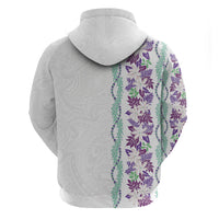 Monstera Tiare Plumeria Hoodie Purple Polynesian Pattern LT01 - Polynesian Pride