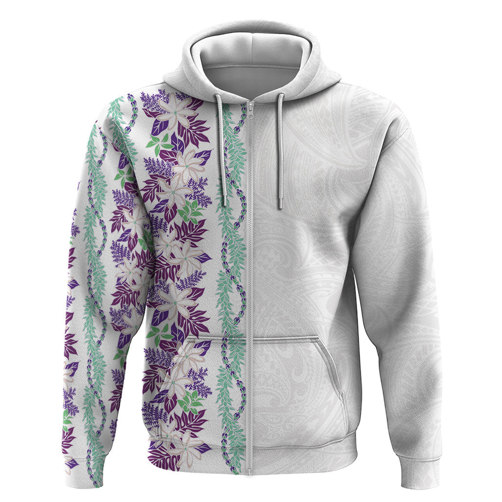 Monstera Tiare Plumeria Hoodie Purple Polynesian Pattern LT01 Zip Hoodie Purple - Polynesian Pride