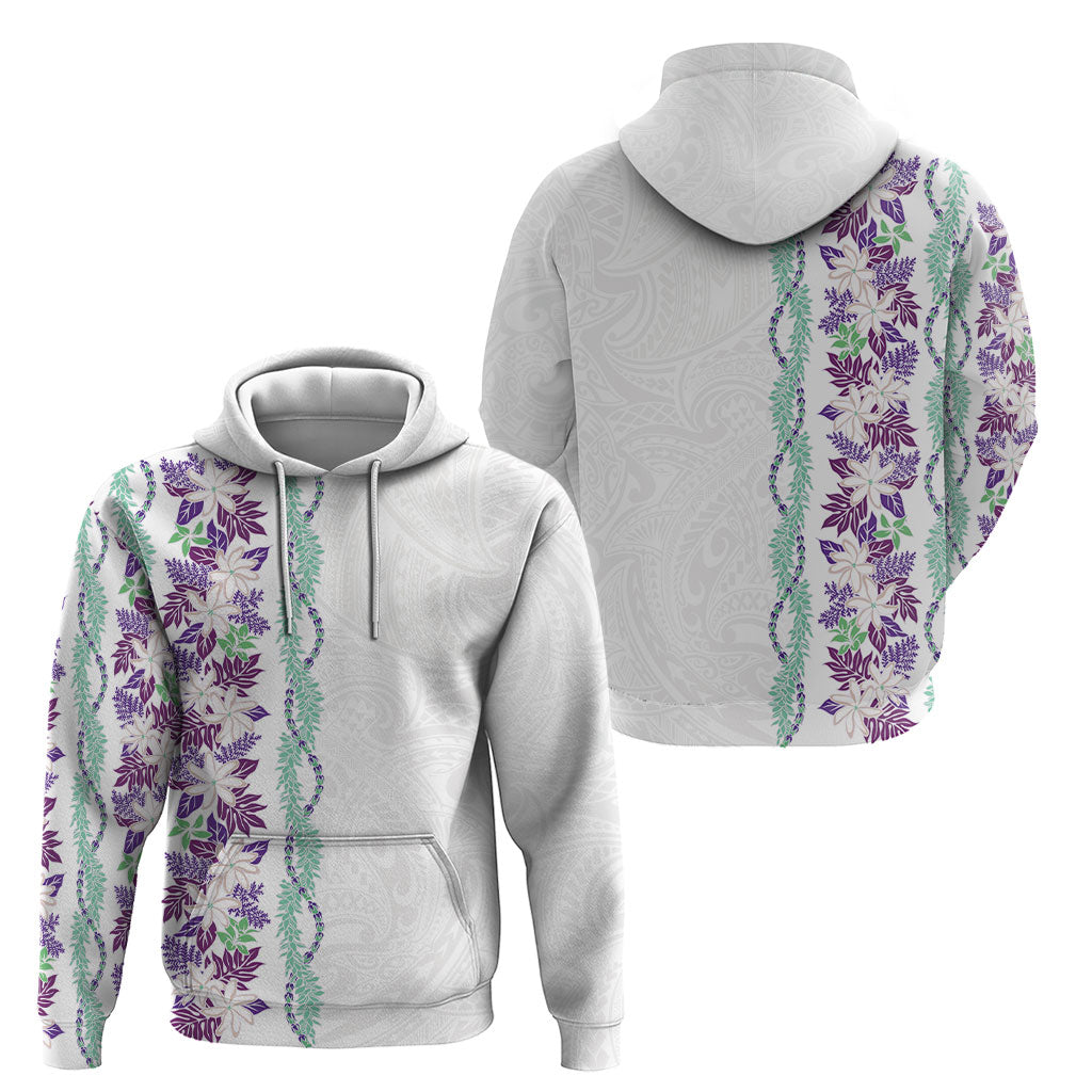 Monstera Tiare Plumeria Hoodie Purple Polynesian Pattern LT01 - Polynesian Pride