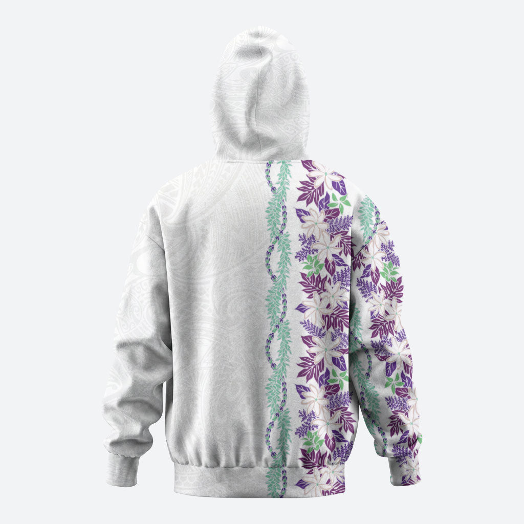 Monstera Tiare Plumeria Hoodie Purple Polynesian Pattern LT01 - Polynesian Pride