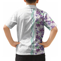 Monstera Tiare Plumeria Kid Hawaiian Shirt Purple Polynesian Pattern LT01 - Polynesian Pride