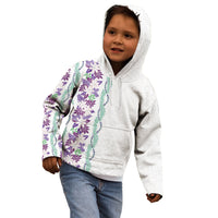 Monstera Tiare Plumeria Kid Hoodie Purple Polynesian Pattern LT01 - Polynesian Pride