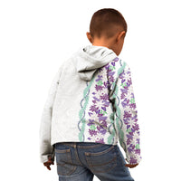 Monstera Tiare Plumeria Kid Hoodie Purple Polynesian Pattern LT01 - Polynesian Pride