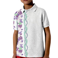 Monstera Tiare Plumeria Kid Polo Shirt Purple Polynesian Pattern LT01 Kid Purple - Polynesian Pride