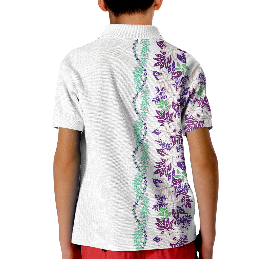 Monstera Tiare Plumeria Kid Polo Shirt Purple Polynesian Pattern LT01 - Polynesian Pride