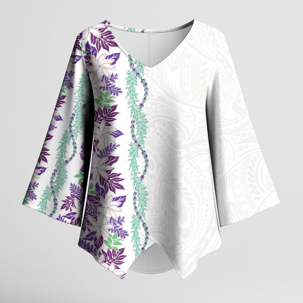 Monstera Tiare Plumeria Kimono Sleeve Blouse Purple Polynesian Pattern LT01 Female Purple - Polynesian Pride