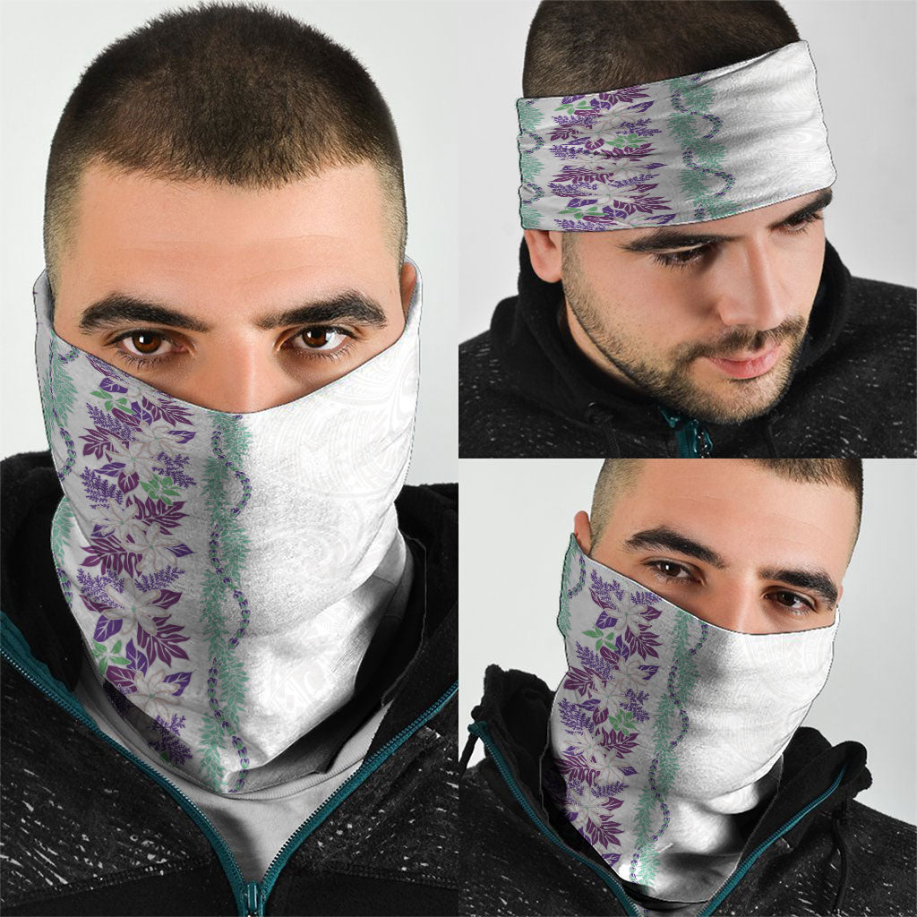 Monstera Tiare Plumeria Neck Gaiter Purple Polynesian Pattern LT01 - Polynesian Pride