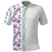 Monstera Tiare Plumeria Polo Shirt Purple Polynesian Pattern LT01 Purple - Polynesian Pride