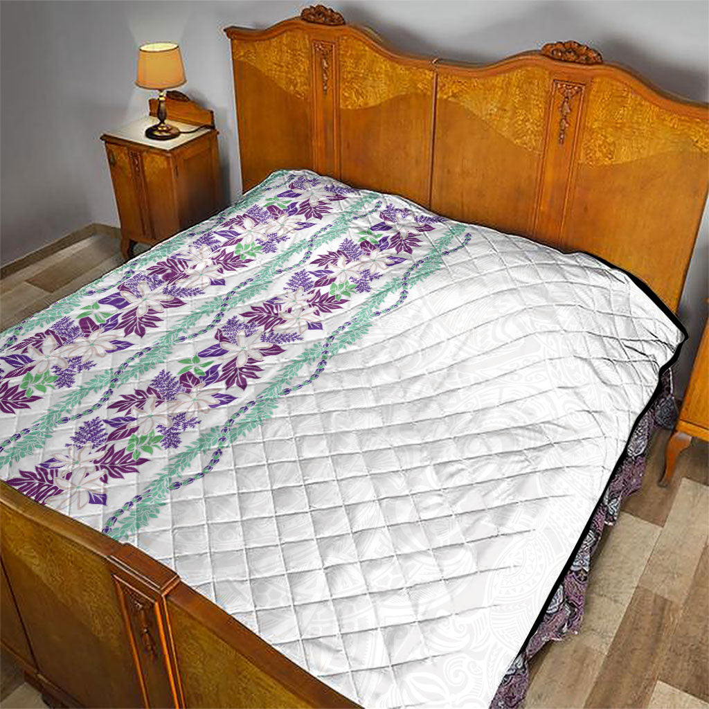 Monstera Tiare Plumeria Quilt Purple Polynesian Pattern LT01 - Polynesian Pride