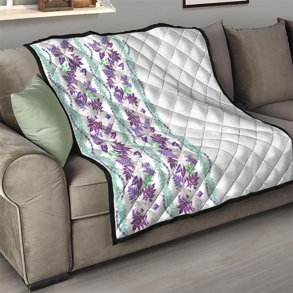Monstera Tiare Plumeria Quilt Purple Polynesian Pattern LT01 - Polynesian Pride