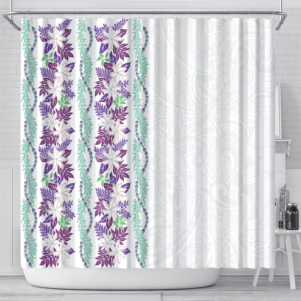 Monstera Tiare Plumeria Shower Curtain Purple Polynesian Pattern LT01 - Polynesian Pride