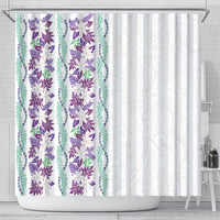 Monstera Tiare Plumeria Shower Curtain Purple Polynesian Pattern LT01 - Polynesian Pride