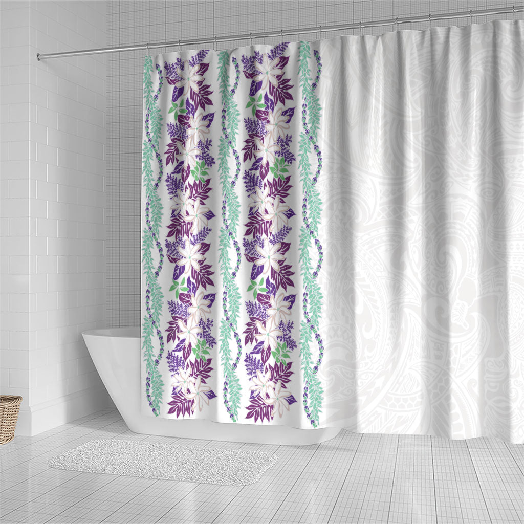 Monstera Tiare Plumeria Shower Curtain Purple Polynesian Pattern LT01 - Polynesian Pride