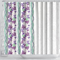 Monstera Tiare Plumeria Shower Curtain Purple Polynesian Pattern LT01 - Polynesian Pride