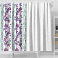 Monstera Tiare Plumeria Shower Curtain Purple Polynesian Pattern LT01 - Polynesian Pride