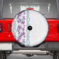 Monstera Tiare Plumeria Spare Tire Cover Purple Polynesian Pattern LT01 - Polynesian Pride
