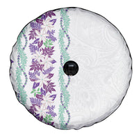 Monstera Tiare Plumeria Spare Tire Cover Purple Polynesian Pattern LT01 - Polynesian Pride