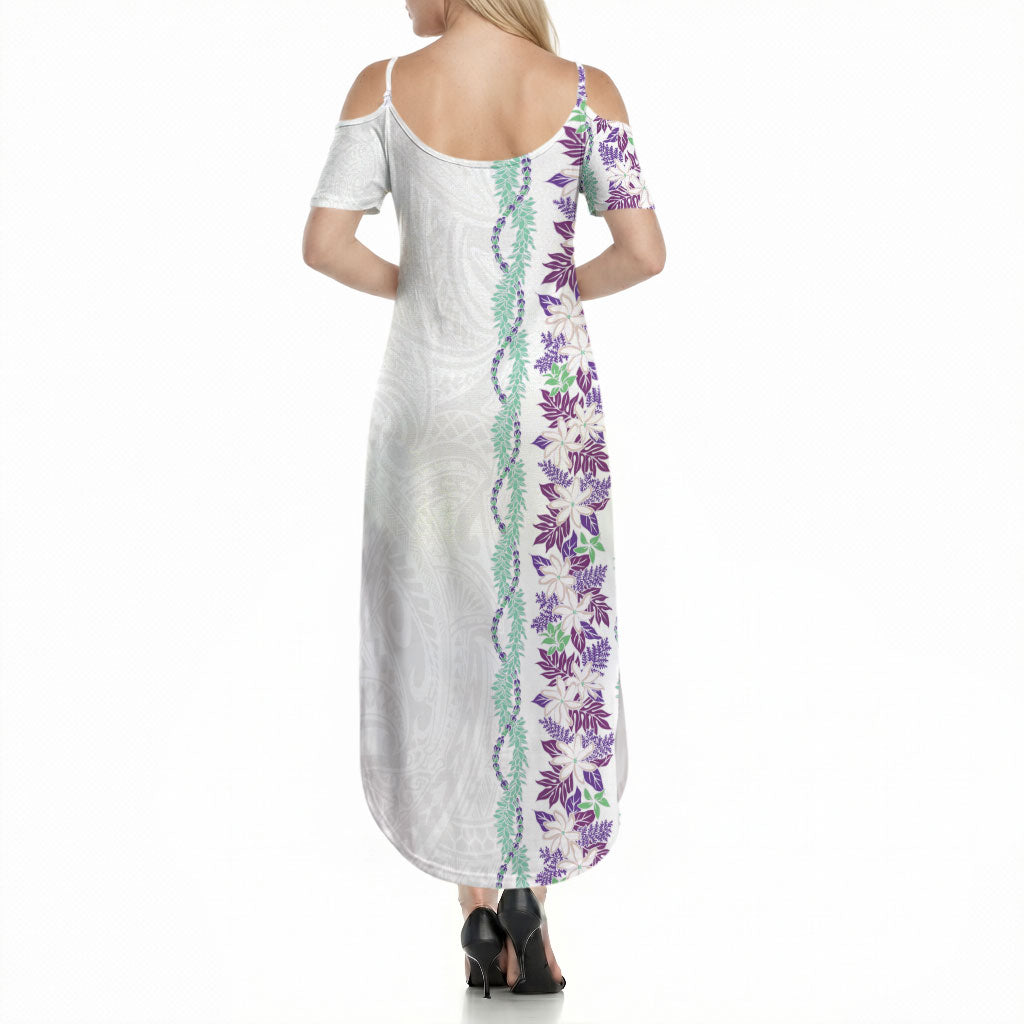 Monstera Tiare Plumeria Summer Maxi Dress Purple Polynesian Pattern LT01 - Polynesian Pride
