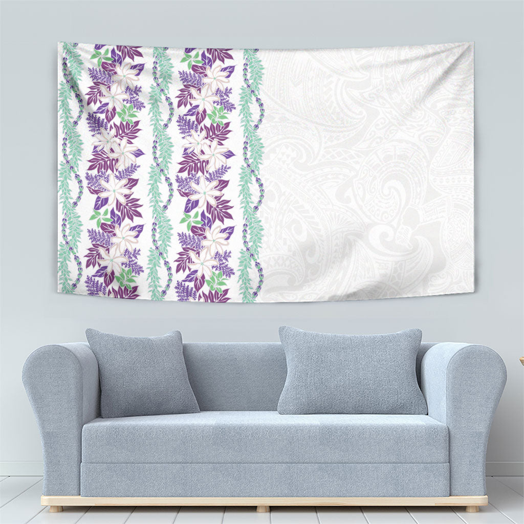 Monstera Tiare Plumeria Tapestry Purple Polynesian Pattern LT01 - Polynesian Pride