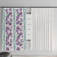 Monstera Tiare Plumeria Window Curtain Purple Polynesian Pattern LT01 With Hooks Purple - Polynesian Pride