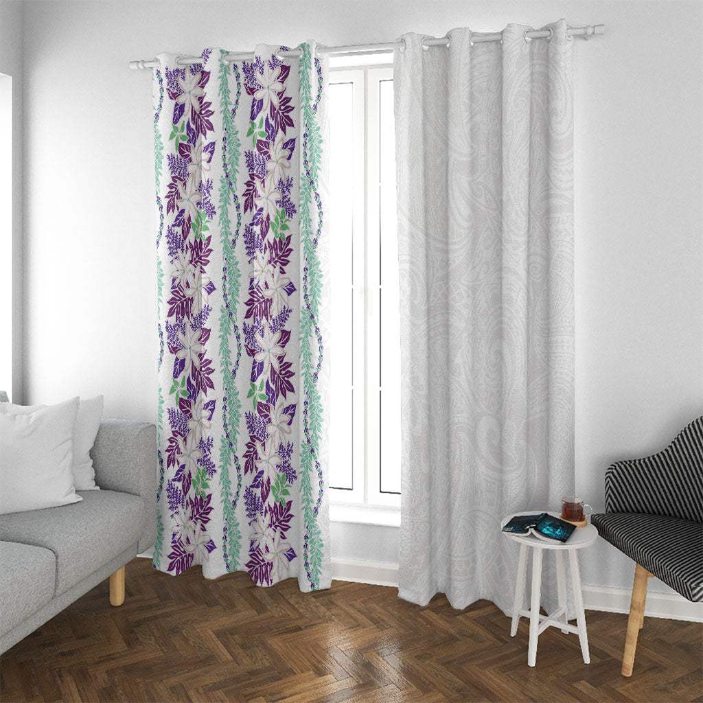 Monstera Tiare Plumeria Window Curtain Purple Polynesian Pattern LT01 With Grommets Purple - Polynesian Pride
