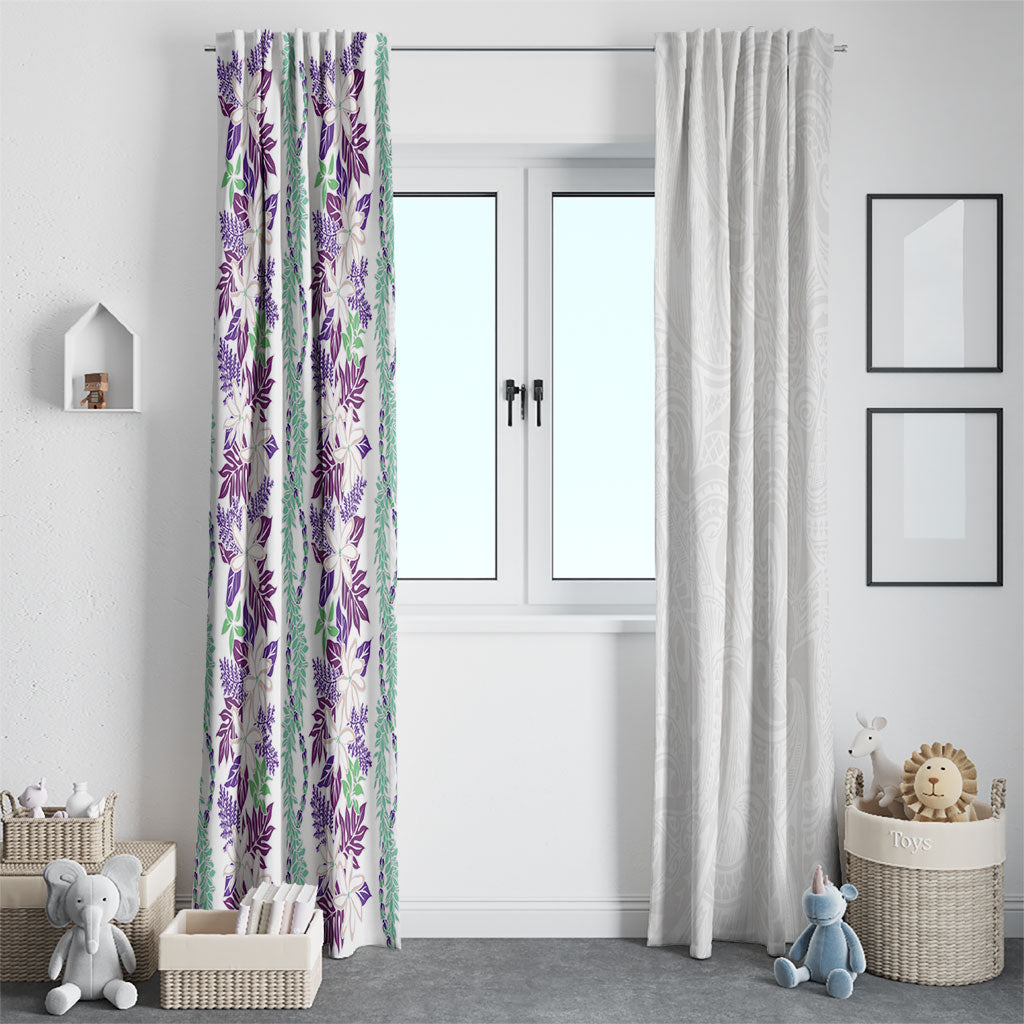 Monstera Tiare Plumeria Window Curtain Purple Polynesian Pattern LT01 - Polynesian Pride