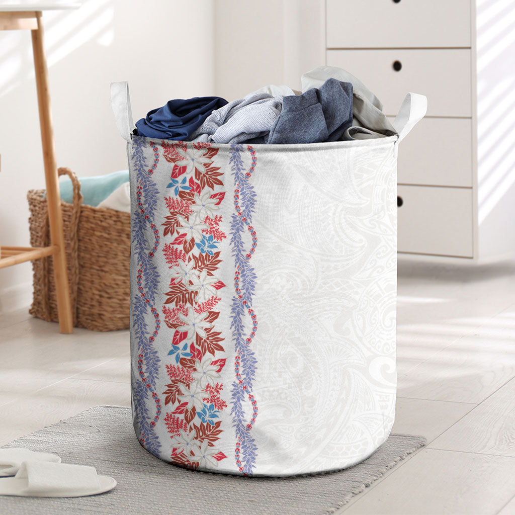 Monstera Tiare Plumeria Laundry Basket Red Polynesian Pattern