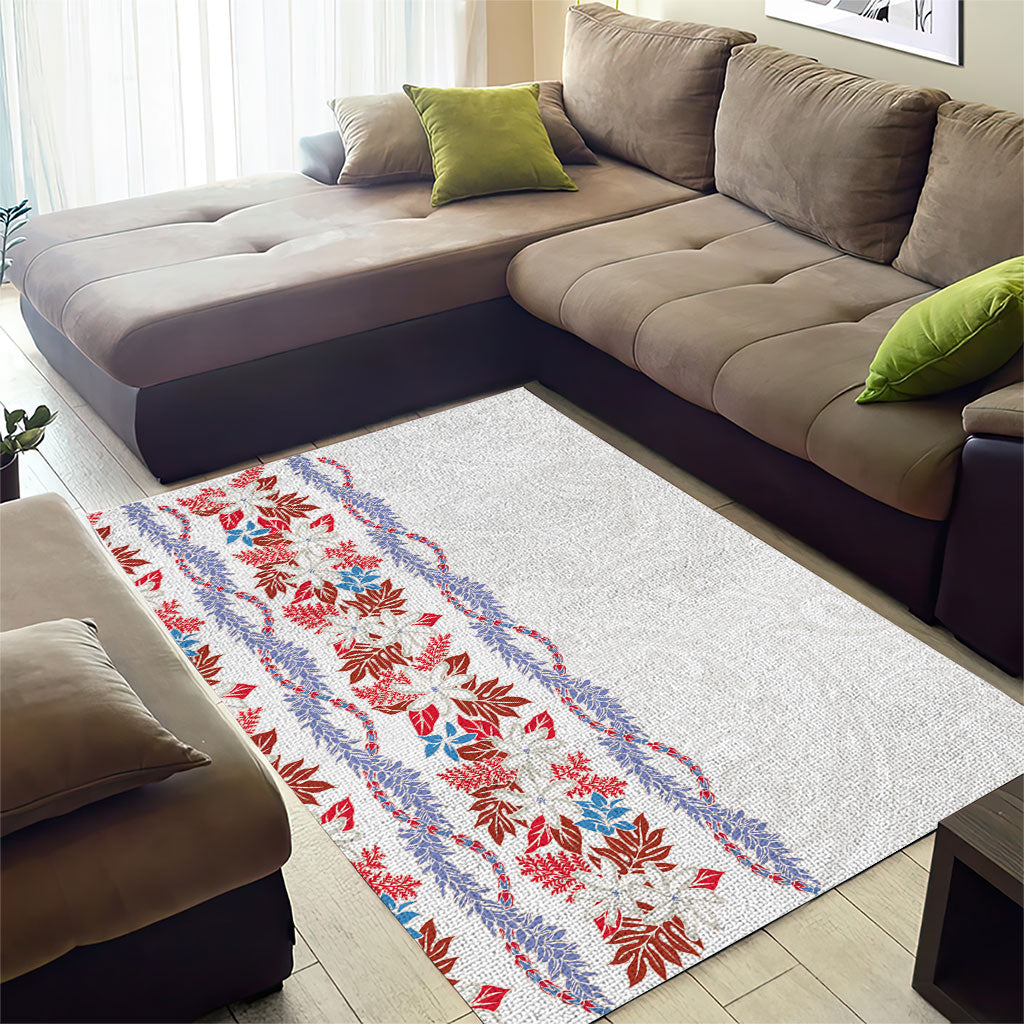 Monstera Tiare Plumeria Area Rug Red Polynesian Pattern LT01 - Polynesian Pride
