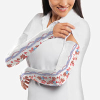 Monstera Tiare Plumeria Arm Sleeves Red Polynesian Pattern LT01 - Polynesian Pride