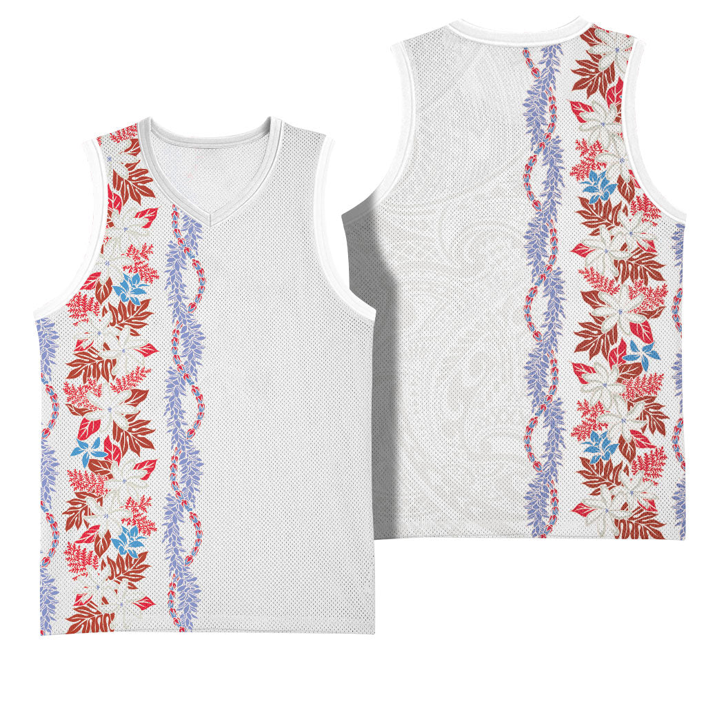 Monstera Tiare Plumeria Basketball Jersey Red Polynesian Pattern LT01 - Polynesian Pride