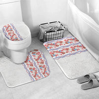 Monstera Tiare Plumeria Bathroom Set Red Polynesian Pattern LT01 Mat Set Only (3 pcs) One Size Red - Polynesian Pride