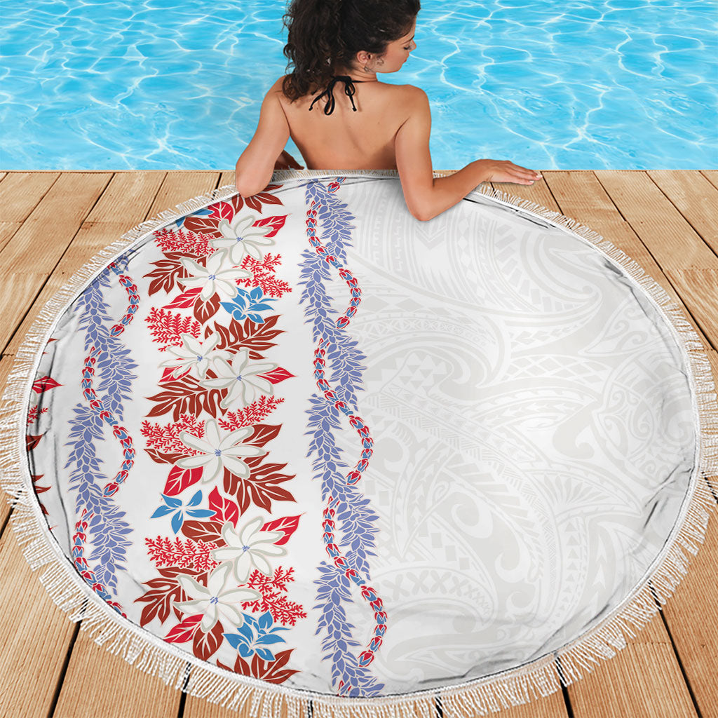 Monstera Tiare Plumeria Beach Blanket Red Polynesian Pattern LT01 - Polynesian Pride