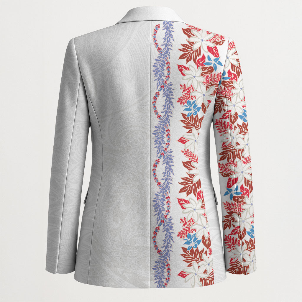 Monstera Tiare Plumeria Blazer Red Polynesian Pattern LT01 - Polynesian Pride