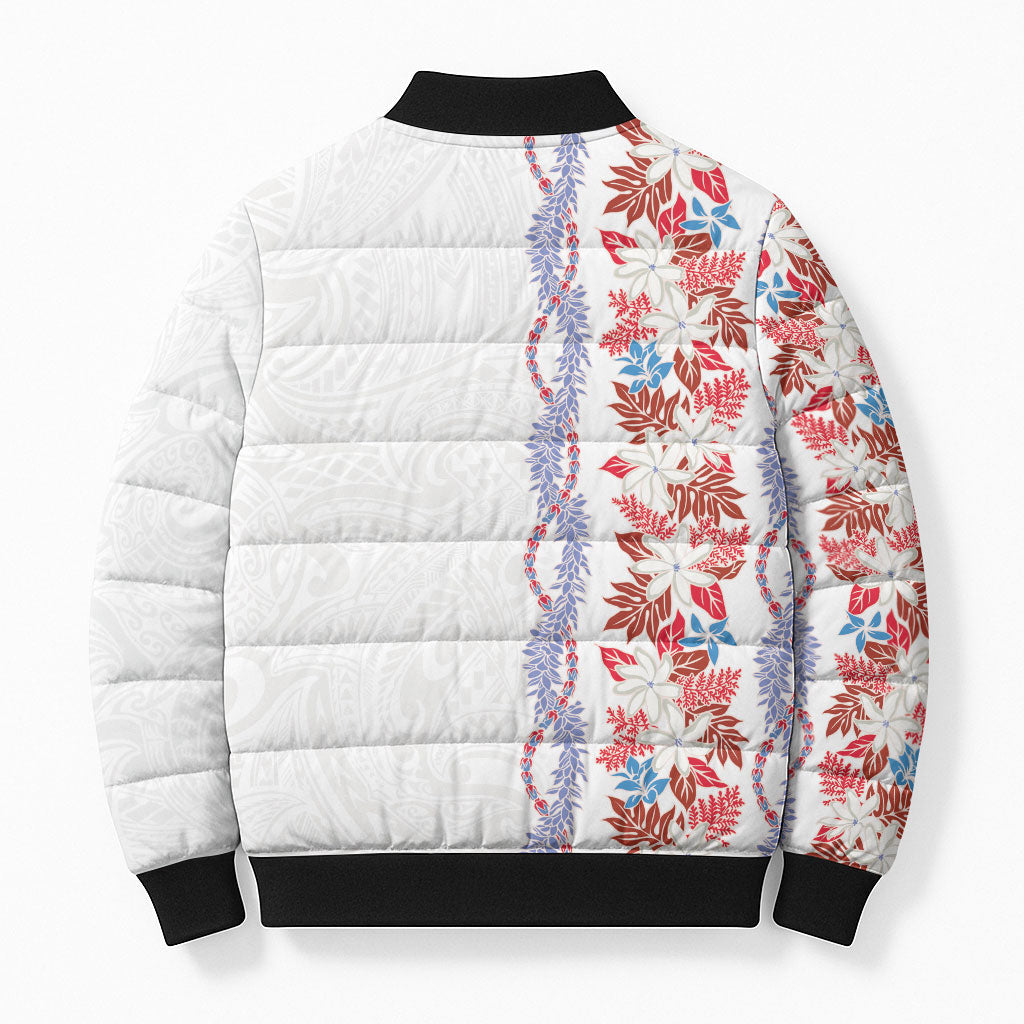 Monstera Tiare Plumeria Bomber Puffer Jacket Red Polynesian Pattern LT01 - Polynesian Pride