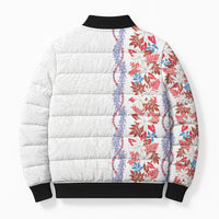 Monstera Tiare Plumeria Bomber Puffer Jacket Red Polynesian Pattern LT01 - Polynesian Pride