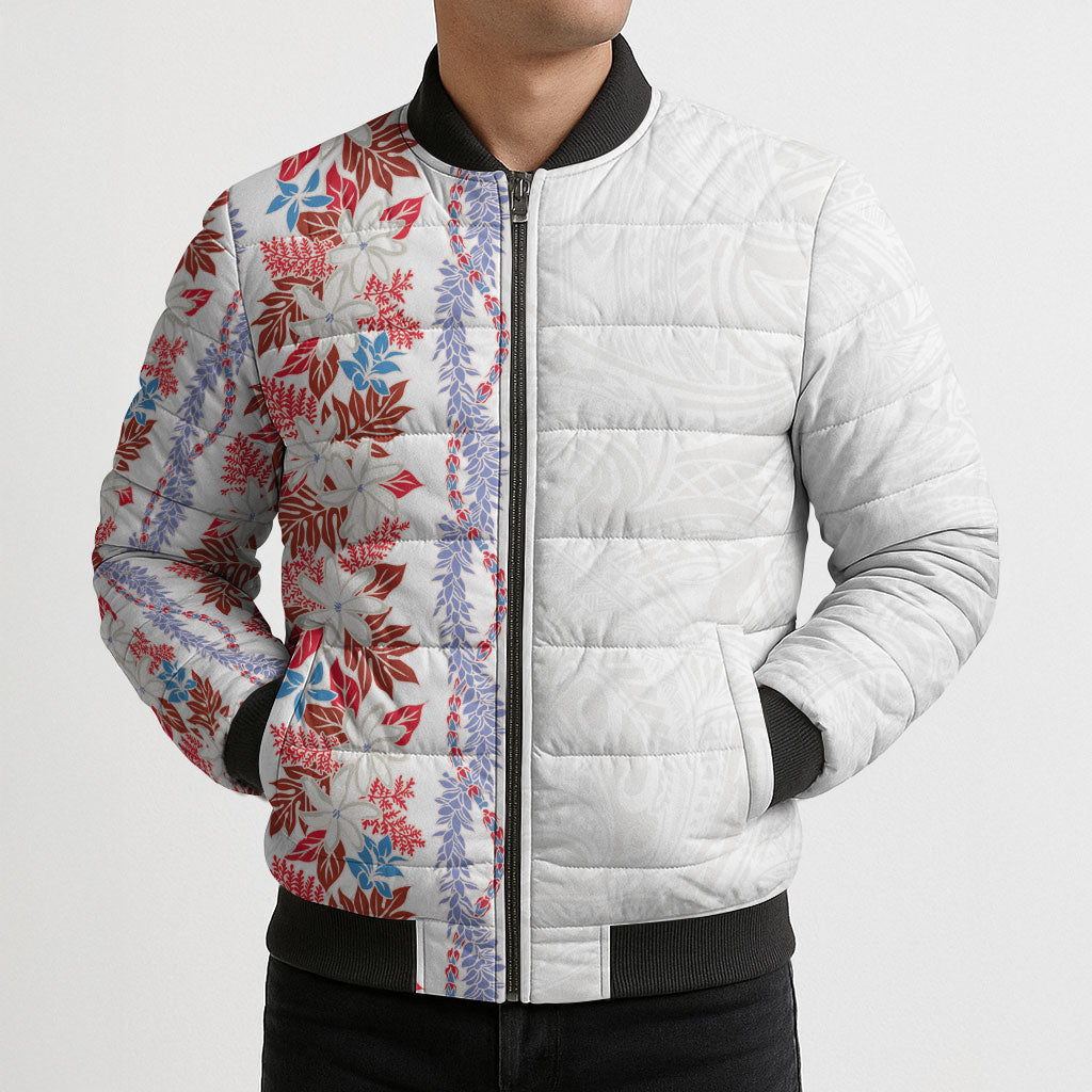 Monstera Tiare Plumeria Bomber Puffer Jacket Red Polynesian Pattern LT01 - Polynesian Pride