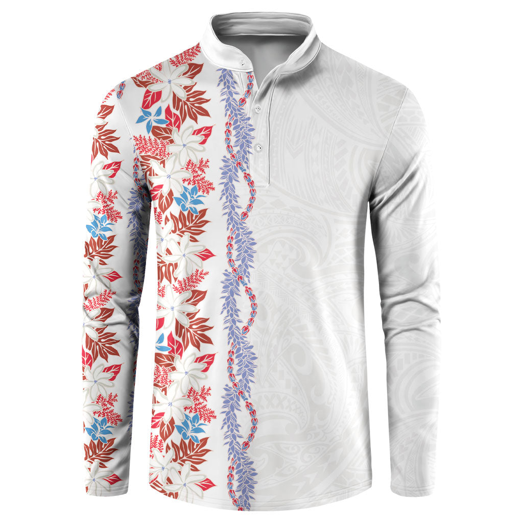 Monstera Tiare Plumeria Button Sweatshirt Red Polynesian Pattern