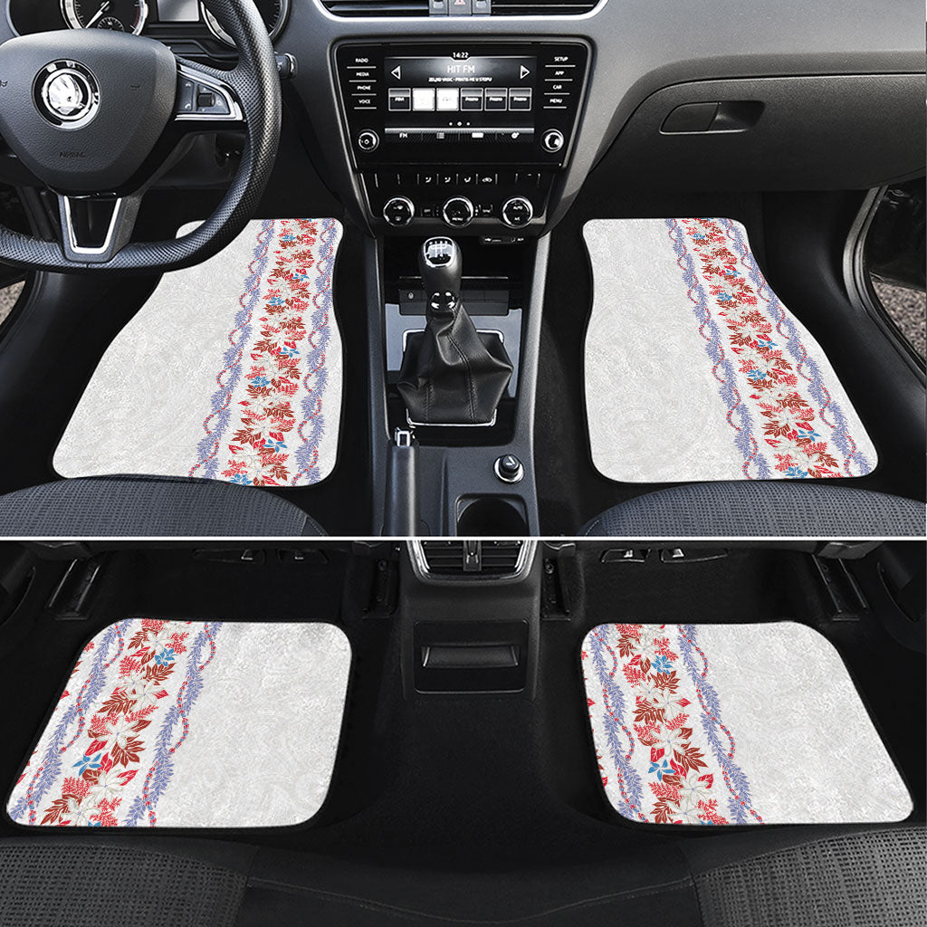 Monstera Tiare Plumeria Car Mats Red Polynesian Pattern