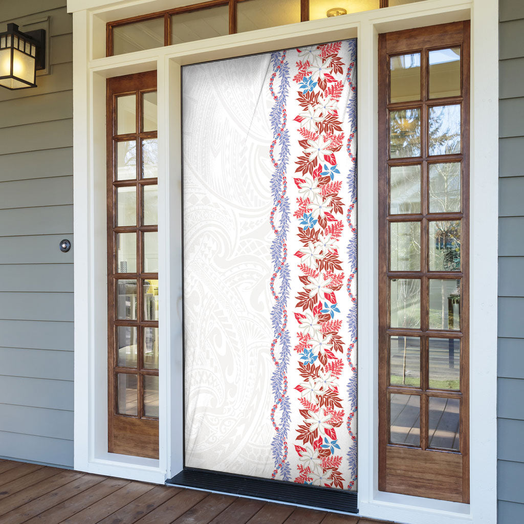 Monstera Tiare Plumeria Door Cover Red Polynesian Pattern LT01 - Polynesian Pride