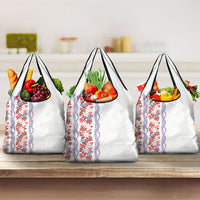 Monstera Tiare Plumeria Grocery Bag Red Polynesian Pattern LT01 3-pack One Size Red - Polynesian Pride