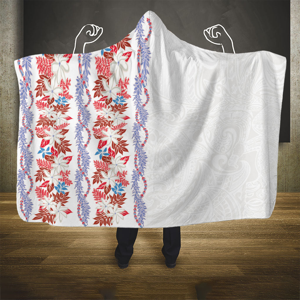 Monstera Tiare Plumeria Hooded Blanket Red Polynesian Pattern LT01 - Polynesian Pride