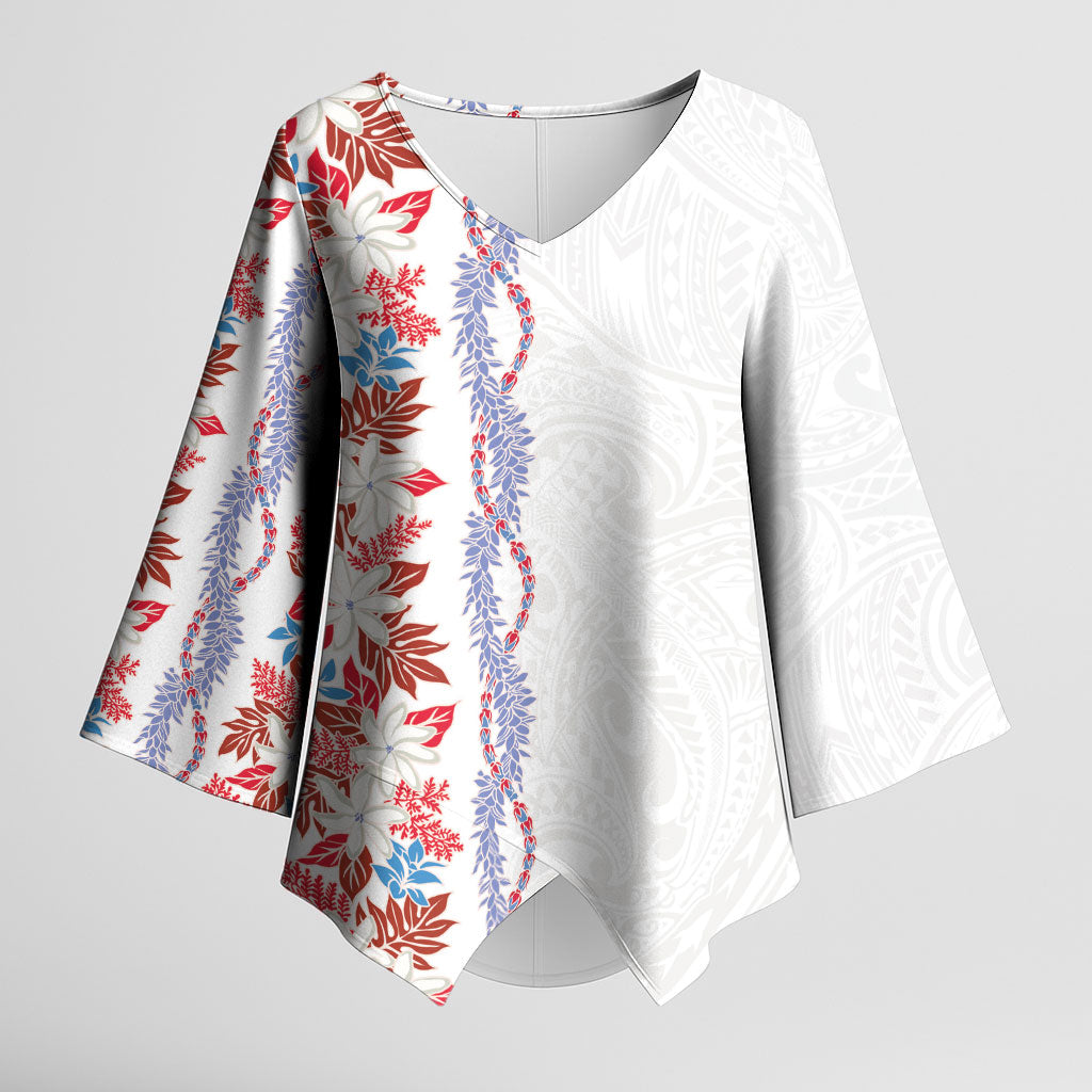 Monstera Tiare Plumeria Kimono Sleeve Blouse Red Polynesian Pattern LT01 Female Red - Polynesian Pride