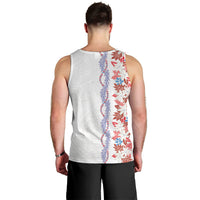 Monstera Tiare Plumeria Men Tank Top Red Polynesian Pattern