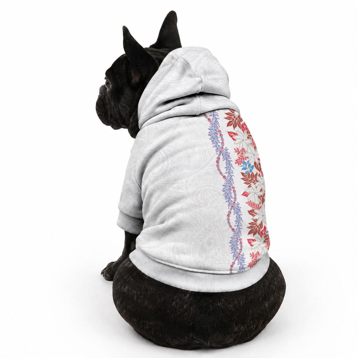 Monstera Tiare Plumeria Pet Hoodie Red Polynesian Pattern LT01 - Polynesian Pride