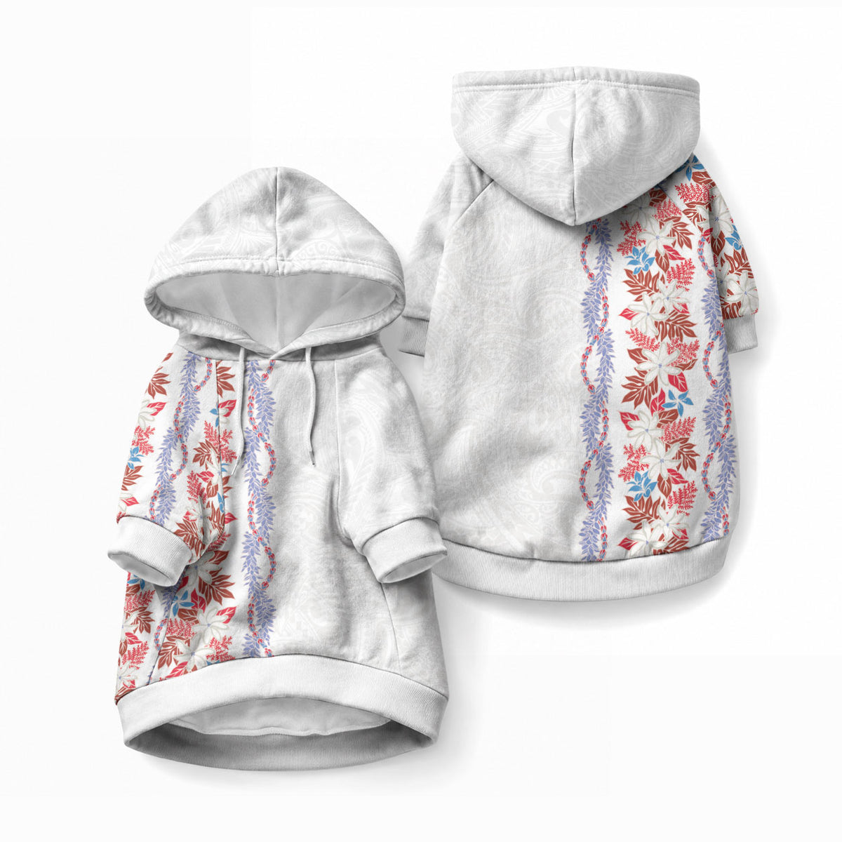 Monstera Tiare Plumeria Pet Hoodie Red Polynesian Pattern LT01 Pullover Red - Polynesian Pride