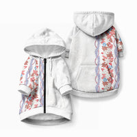 Monstera Tiare Plumeria Pet Hoodie Red Polynesian Pattern LT01 Zip-up Red - Polynesian Pride