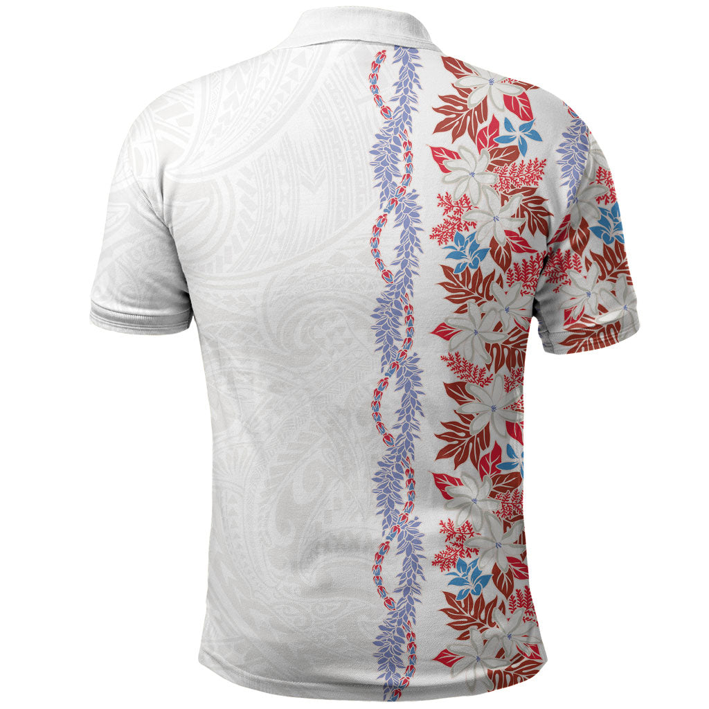 Monstera Tiare Plumeria Polo Shirt Red Polynesian Pattern LT01 - Polynesian Pride