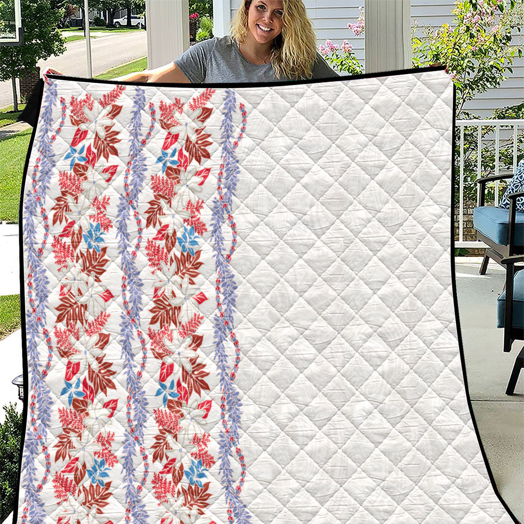 Monstera Tiare Plumeria Quilt Red Polynesian Pattern