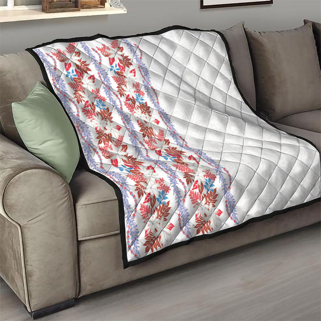 Monstera Tiare Plumeria Quilt Red Polynesian Pattern LT01 - Polynesian Pride