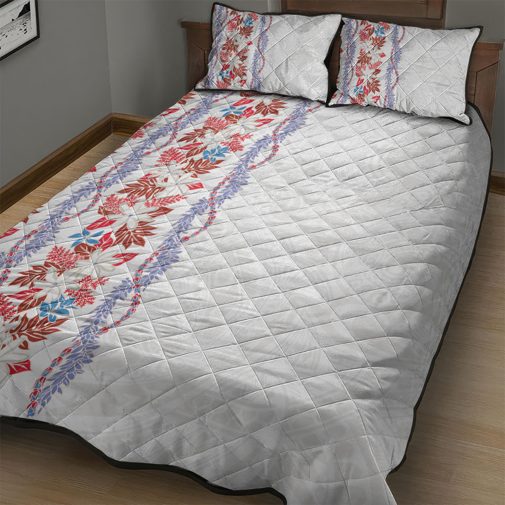 Monstera Tiare Plumeria Quilt Bed Set Red Polynesian Pattern LT01 - Polynesian Pride